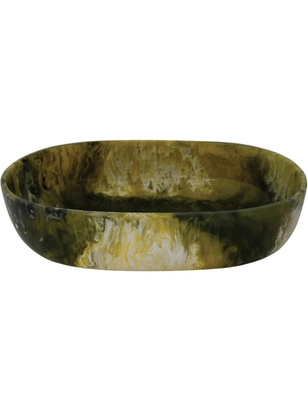 Stylish Oval Marbled Resin Decorative Bowl in Green - Home Decor Accent Piece